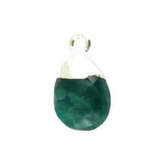 13×9mm May Birthstone Green Emerald Teardrop Pendant Silver Plated Natural Pear Shape Gemstone Charm for Handmade Jewelry– Selling Per Piece