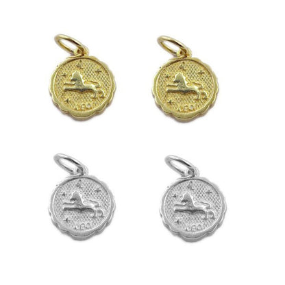 Round Zodiac Sign Charms in Silver & Gold Plated Brass Astrology Themed Constellation Pendants for DIY Jewelry Making- Selling/Piece