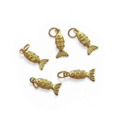 18K Gold Filled Fish Charm Pendant, Ocean Inspired Jewelry Supply for Bracelet, Necklace & Handmade DIY Creations
