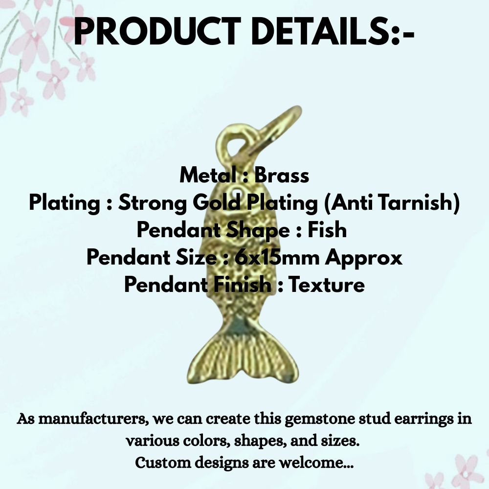 18K Gold Filled Fish Charm Pendant, Ocean Inspired Jewelry Supply for Bracelet, Necklace & Handmade DIY Creations