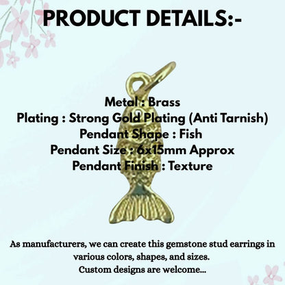 18K Gold Filled Fish Charm Pendant, Ocean Inspired Jewelry Supply for Bracelet, Necklace & Handmade DIY Creations