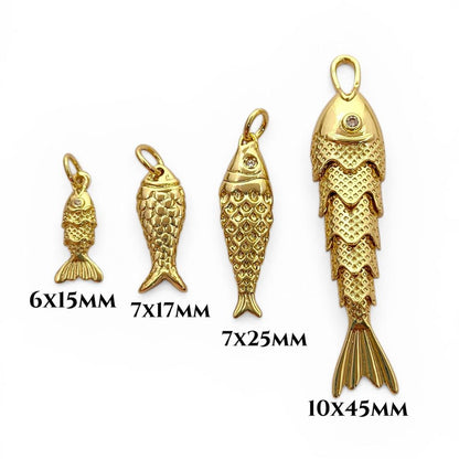 18K Gold Filled Fish Charm Pendant, Ocean Inspired Jewelry Supply for Bracelet, Necklace & Handmade DIY Creations