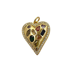 18K Gold Filled Micropave CZ Heart Pendant Multicolor Sparkling Love Charm for Handmade Jewelry, Necklaces & Bracelets- Selling Per Piece