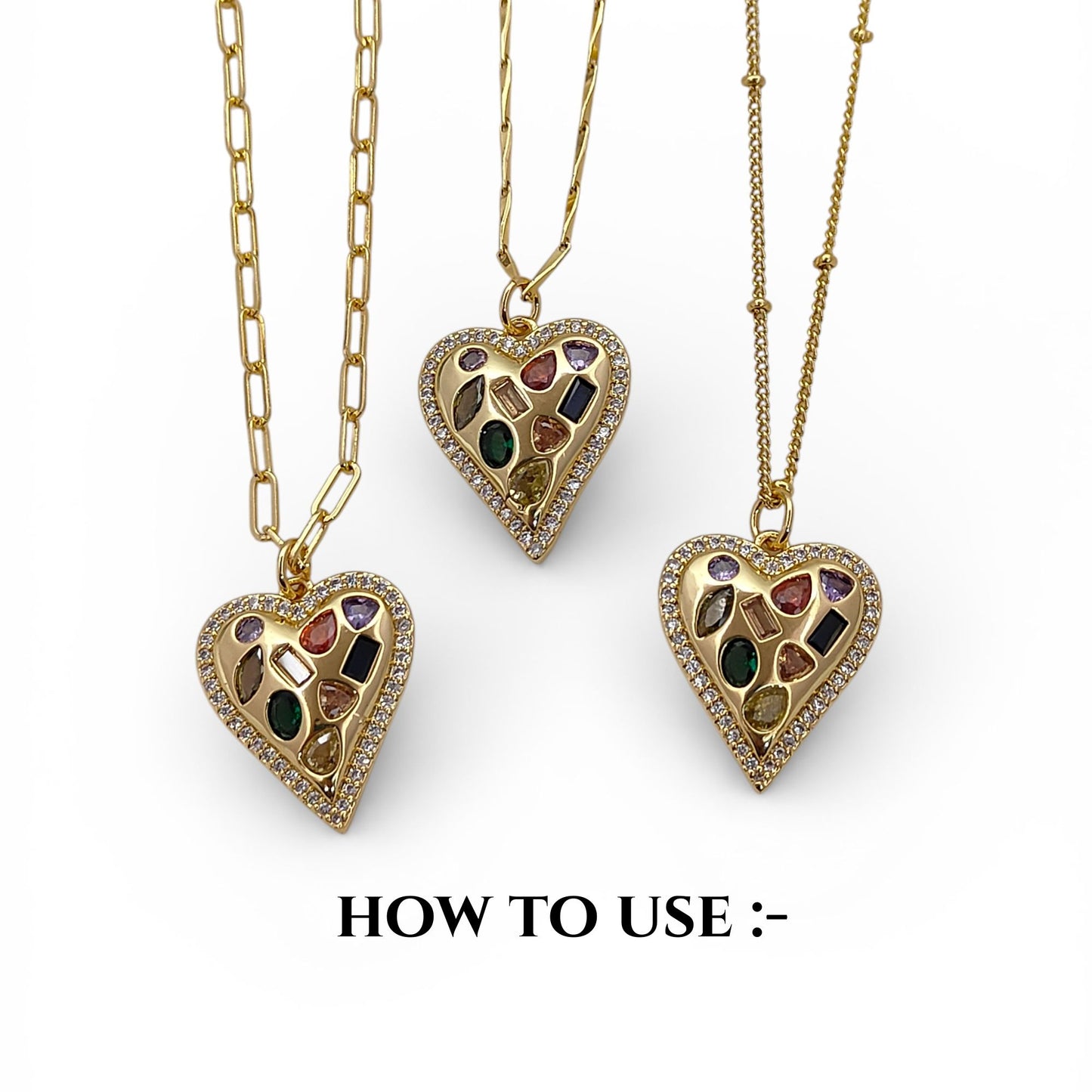 18K Gold Filled Micropave CZ Heart Pendant Multicolor Sparkling Love Charm for Handmade Jewelry, Necklaces & Bracelets- Selling Per Piece