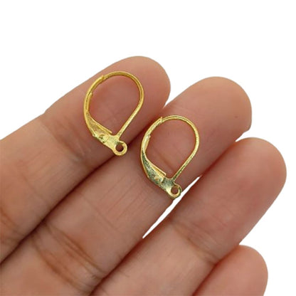 18K Gold Plated Lever Back Earring Hooks, French Ear Wire Components for DIY Jewelry