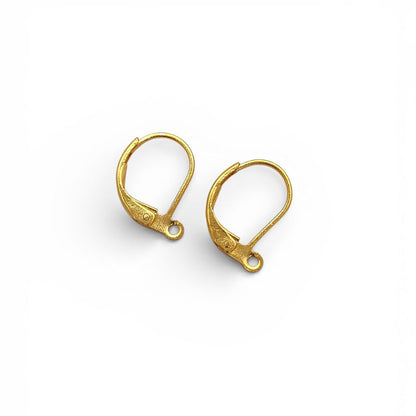18K Gold Plated Lever Back Earring Hooks, French Ear Wire Components for DIY Jewelry