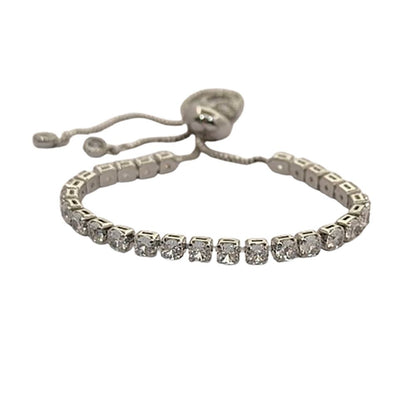 18K Gold Plated White Cubic Zirconia Tennis Bracelet with Prong Setting, Adjustable Women Jewelry – Selling by Bracelet