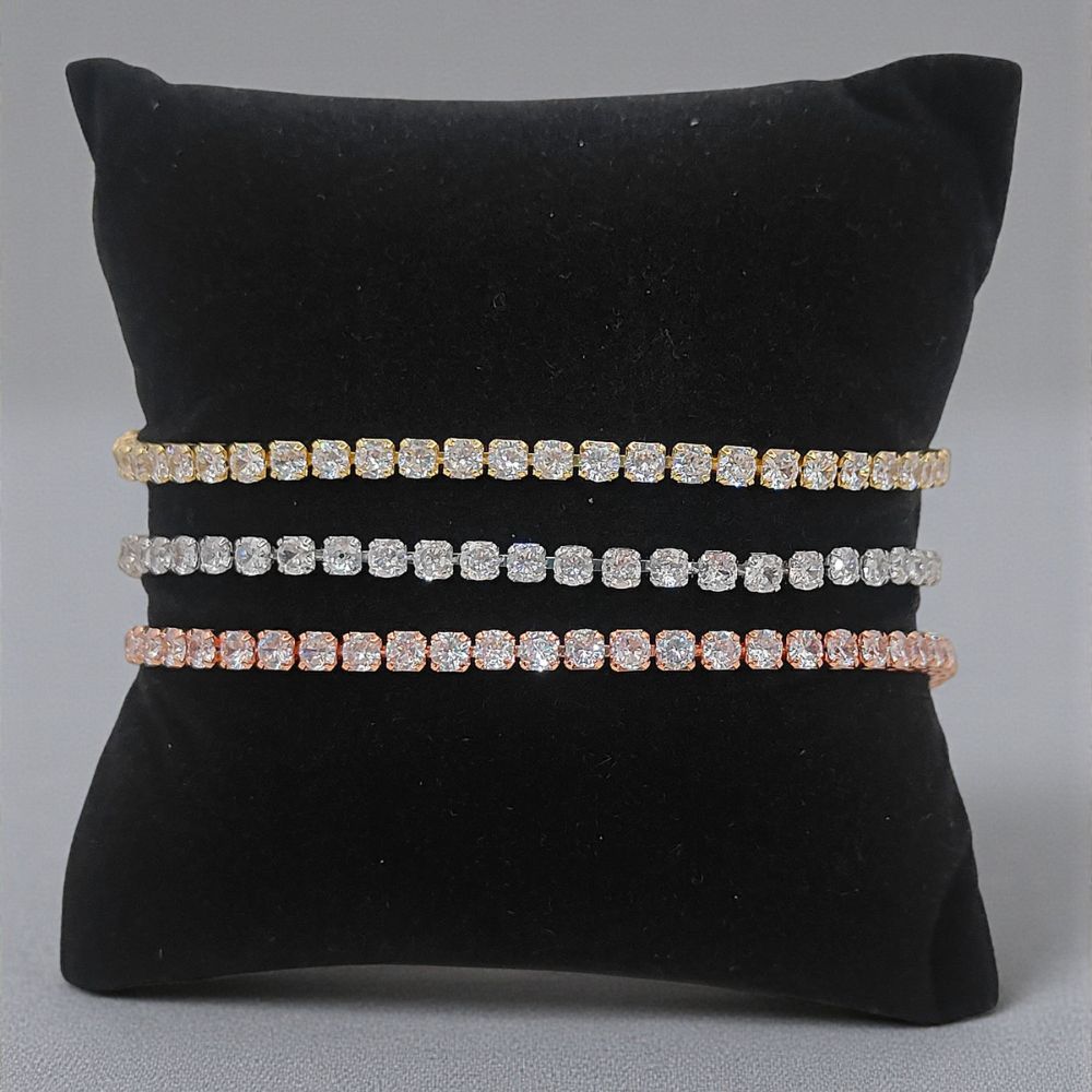 18K Gold Plated White Cubic Zirconia Tennis Bracelet with Prong Setting, Adjustable Women Jewelry – Selling by Bracelet