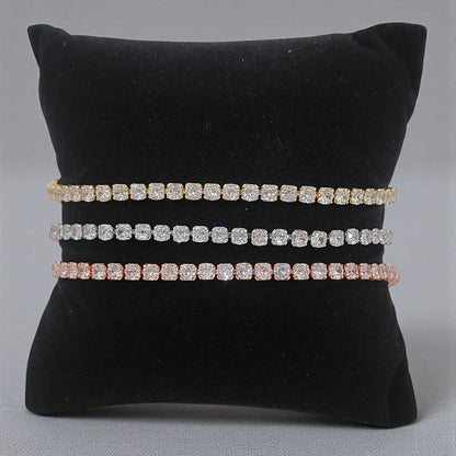 18K Gold Plated White Cubic Zirconia Tennis Bracelet with Prong Setting, Adjustable Women Jewelry – Selling by Bracelet