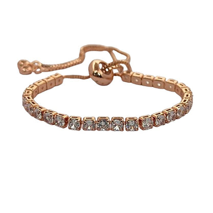 18K Gold Plated White Cubic Zirconia Tennis Bracelet with Prong Setting, Adjustable Women Jewelry – Selling by Bracelet