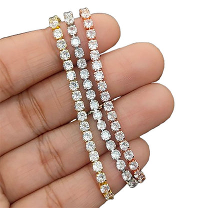 18K Gold Plated White Cubic Zirconia Tennis Bracelet with Prong Setting, Adjustable Women Jewelry – Selling by Bracelet