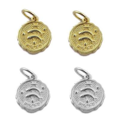 Round Zodiac Sign Charms in Silver & Gold Plated Brass Astrology Themed Constellation Pendants for DIY Jewelry Making- Selling/Piece