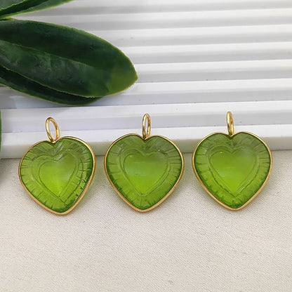 Handmade Peridot Quartz Heart Pendant Loving Heart Gemstone Charm in Gold Plated Silver August Birthstone Gift- Selling Per Piece