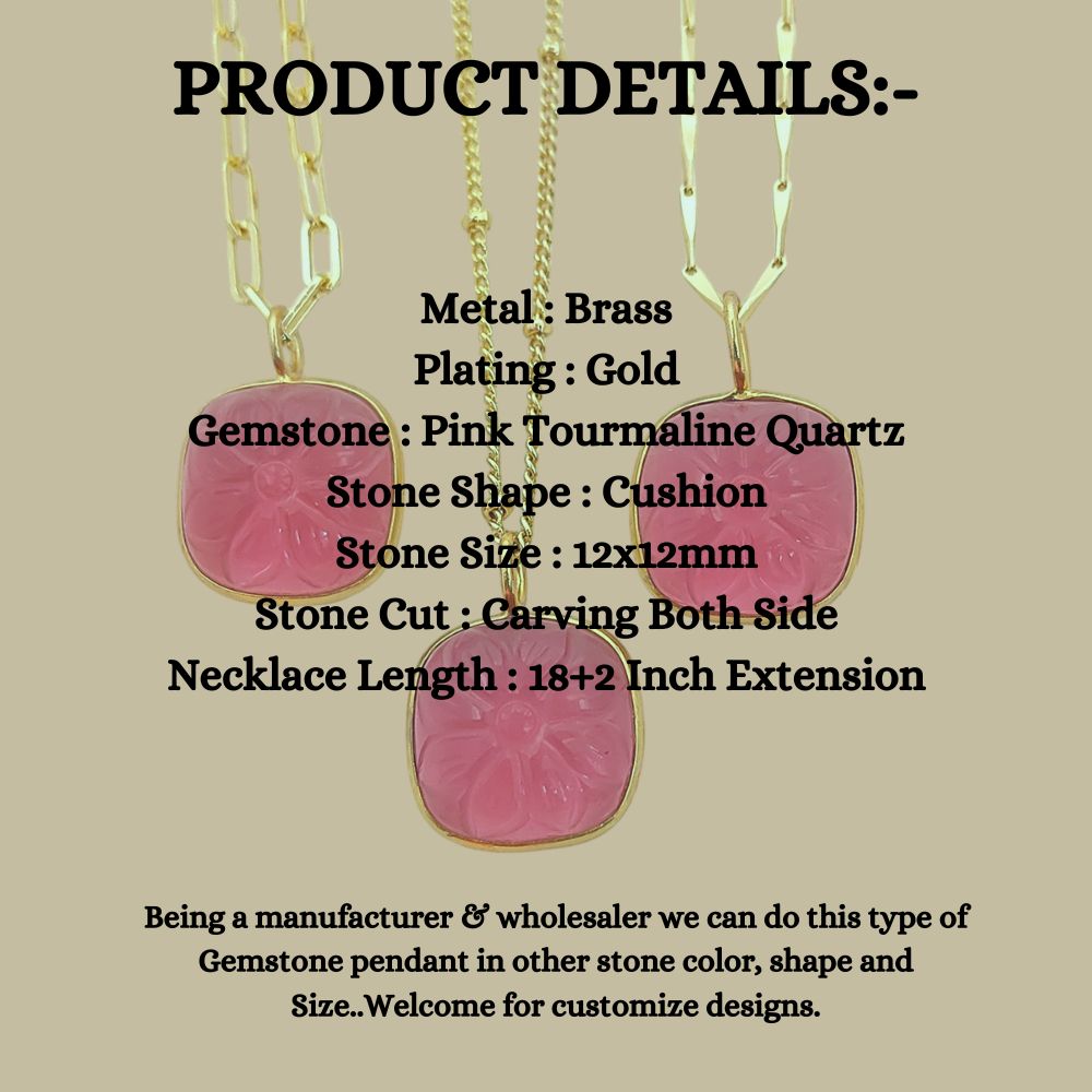 Handmade Pink Tourmaline Quartz Necklace October Birthstone Jewelry Gift for Her- Selling Per Piece