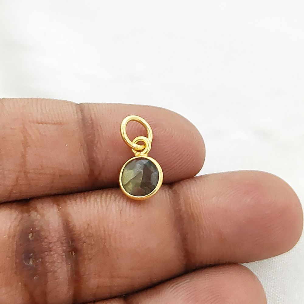 Gold Vermeil & Sterling Silver Labradorite Pendant Handmade 6mm Faceted Gemstone Necklace Charm for Her- Selling Per Piece