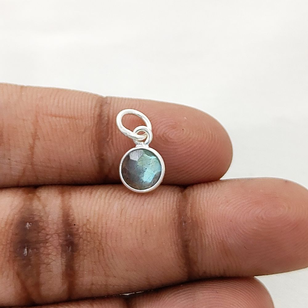 Gold Vermeil & Sterling Silver Labradorite Pendant Handmade 6mm Faceted Gemstone Necklace Charm for Her- Selling Per Piece