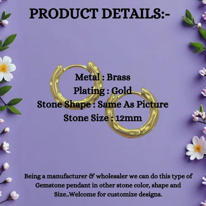 Gold Plated Hammered Hoop Earrings Chunky Minimalist Huggies for Daily Wear- Selling Per Pair