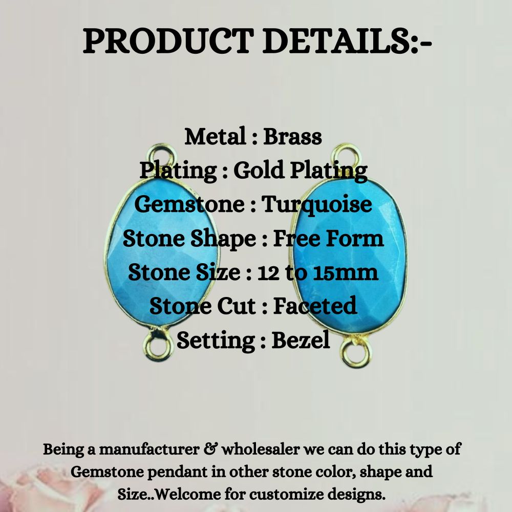 Turquoise Free Form Bezel Connector 12–15mm, Perfect DIY Gemstone Component for Necklaces and Bracelets- Selling Per Piece