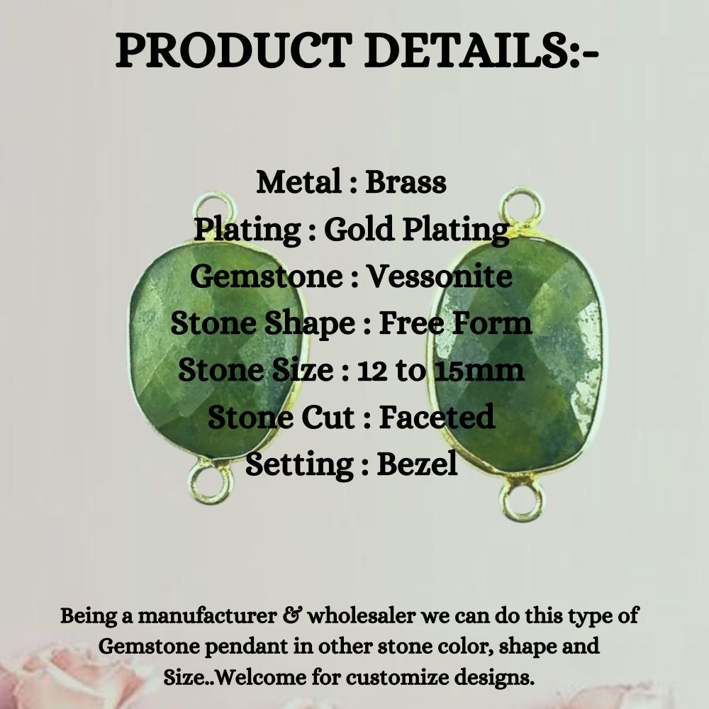 Unique 12–15mm Vessonite Free Form Connector, Gold Bezel Charm for Handmade Jewelry Making- Selling Per Piece