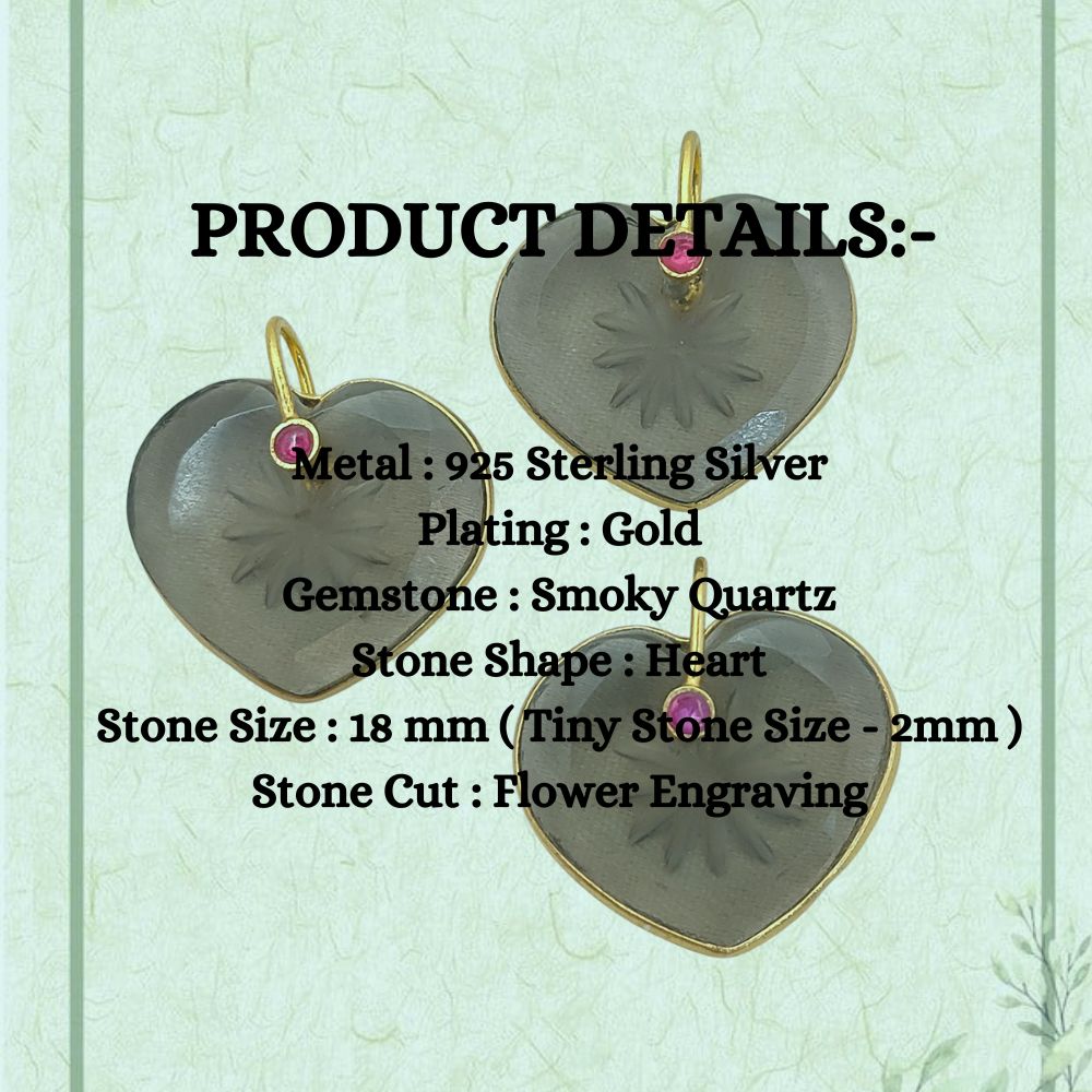 Somy Quartz Crystal Heart Pendant in 925 Sterling Silver with Engraved Design & Fancy Pinch Bail Perfect Valentine’s Day Gift- Selling Per Piece