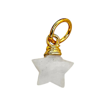 Gold Plated Star Shape Gemstone Pendant Faceted Crystal Wire Wrapped Celestial Charm for Jewelry Making