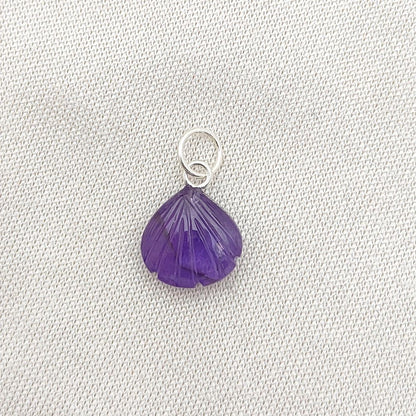 Handcrafted Amethyst Seashell Pendant February Birthstone Gold Plated Silver Jewelry