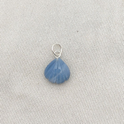 Elegant Blue Opal Gemstone Seashell Pendant Gold Plated Sterling Silver Jewelry