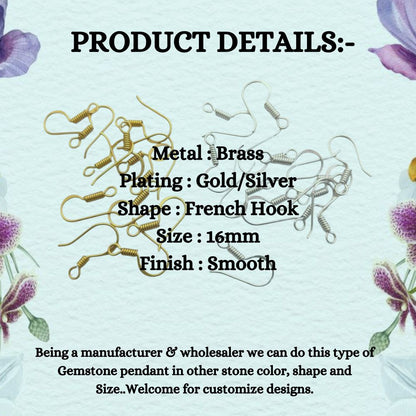 French Hook Earring Wires Gold Plated, Waterproof Silver Ear Wires for DIY Jewelry, Crafts & Handmade Designs Great Gift for Jewelry Makers