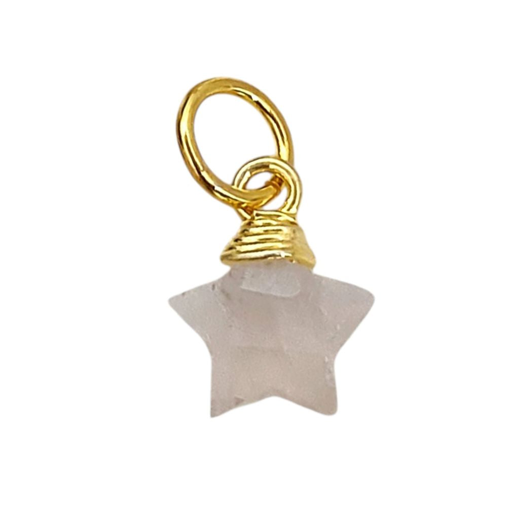 Gold Plated Star Shape Gemstone Pendant Faceted Crystal Wire Wrapped Celestial Charm for Jewelry Making