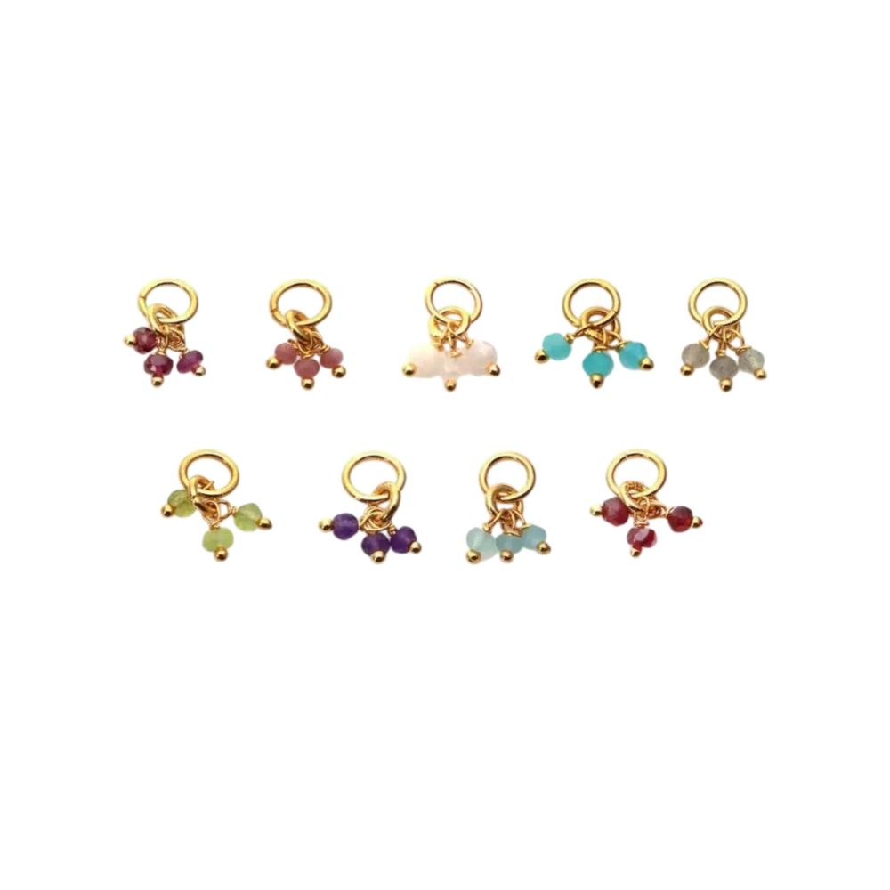 3.5–4mm Gemstone Cluster Beads Pendant Handcrafted Multi-Stone Charm for DIY Jewelry Design