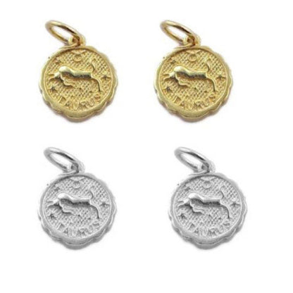 Round Zodiac Sign Charms in Silver & Gold Plated Brass Astrology Themed Constellation Pendants for DIY Jewelry Making- Selling/Piece