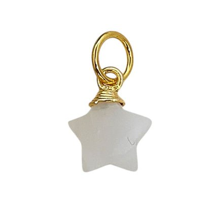Gold Plated Star Shape Gemstone Pendant Faceted Crystal Wire Wrapped Celestial Charm for Jewelry Making