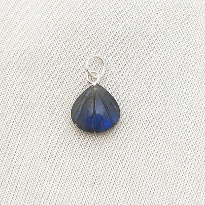 Heart Shape Blue Fire Labradorite Gemstone Seashell Pendant 18k Gold Plated Sterling Silver Handmade Jewelry- Selling Per Piece