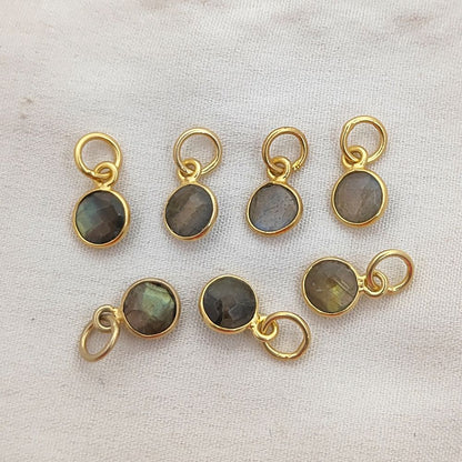 Gold Vermeil & Sterling Silver Labradorite Pendant Handmade 6mm Faceted Gemstone Necklace Charm for Her- Selling Per Piece