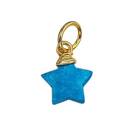 Gold Plated Star Shape Gemstone Pendant Faceted Crystal Wire Wrapped Celestial Charm for Jewelry Making