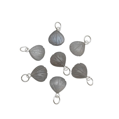 Gold Plated Sterling Silver Grey Moonstone Seashell Pendant Natural Gemstone Jewelry