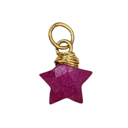 Gold Plated Star Shape Gemstone Pendant Faceted Crystal Wire Wrapped Celestial Charm for Jewelry Making