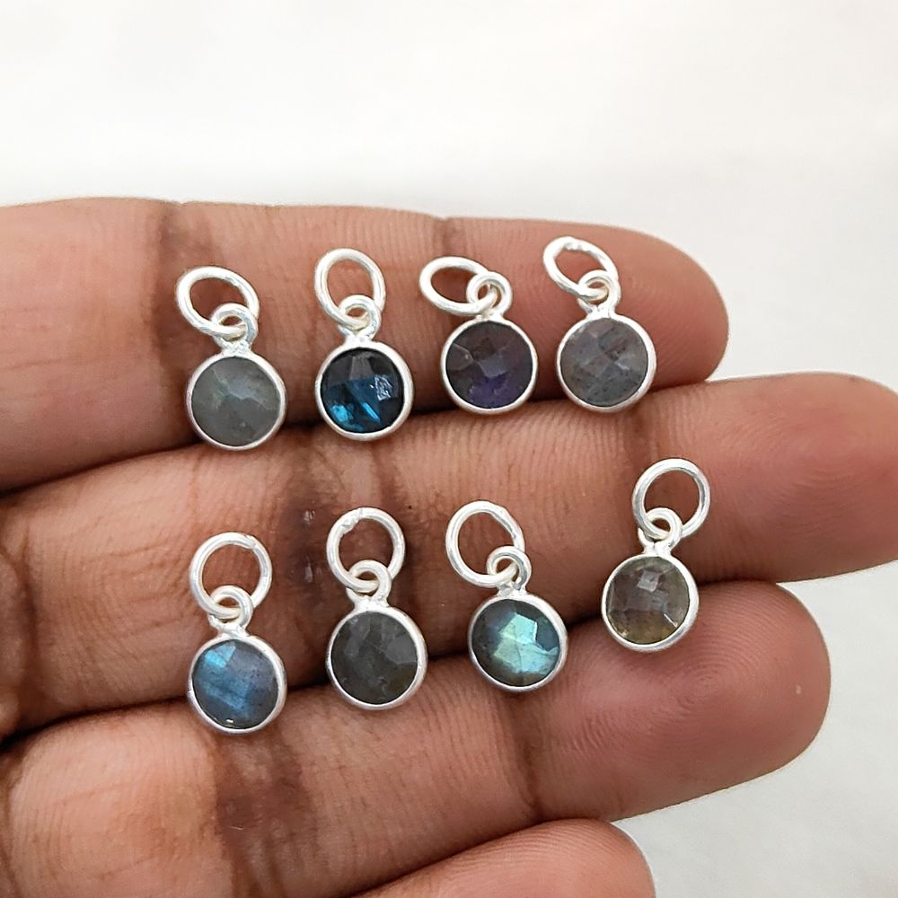 Gold Vermeil & Sterling Silver Labradorite Pendant Handmade 6mm Faceted Gemstone Necklace Charm for Her- Selling Per Piece