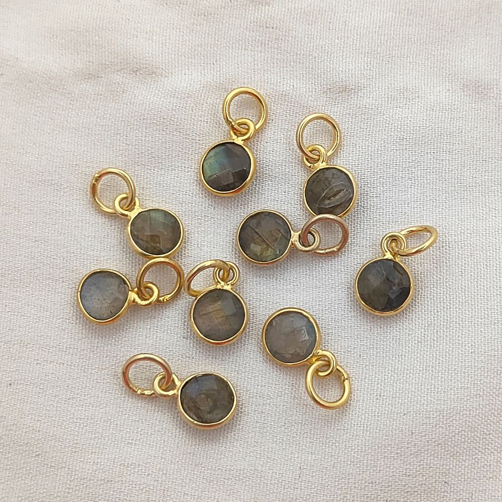 Gold Vermeil & Sterling Silver Labradorite Pendant Handmade 6mm Faceted Gemstone Necklace Charm for Her- Selling Per Piece