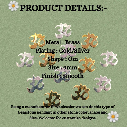 Gold Plated Tiny Om Charm for Jewelry Making DIY Yoga & Meditation Symbol, Hindu Jewelry Findings for Bracelet, Necklace & Earring Crafts- Selling 5 Pieces