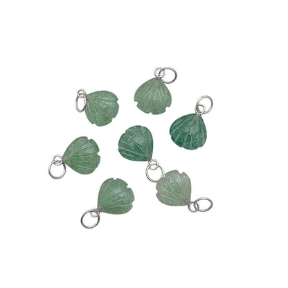 Handmade Green Aventurine Seashell Pendant with Gold Plated Sterling Silver