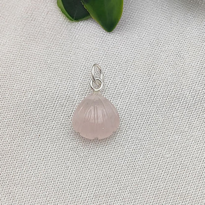 Delicate Rose Quartz Seashell Pendant Handmade 925 Sterling Silver Jewelry