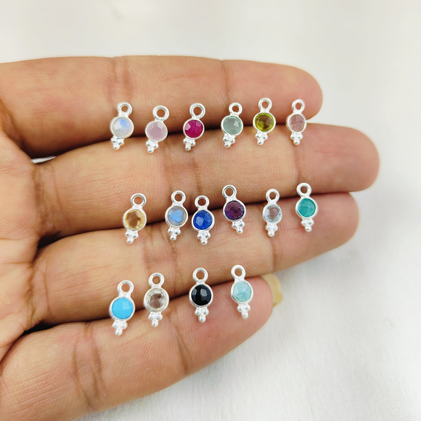 Multi-Color 4mm Faceted Gemstone Pendant Dainty Round Crystal Charms for Custom Jewelry Making