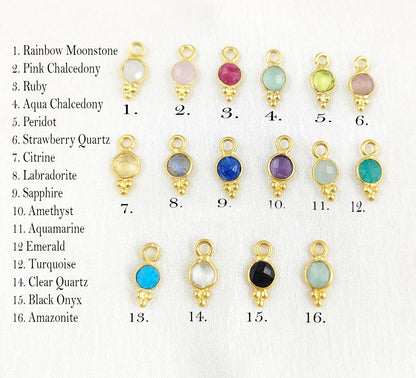 Multi-Color 4mm Faceted Gemstone Pendant Dainty Round Crystal Charms for Custom Jewelry Making