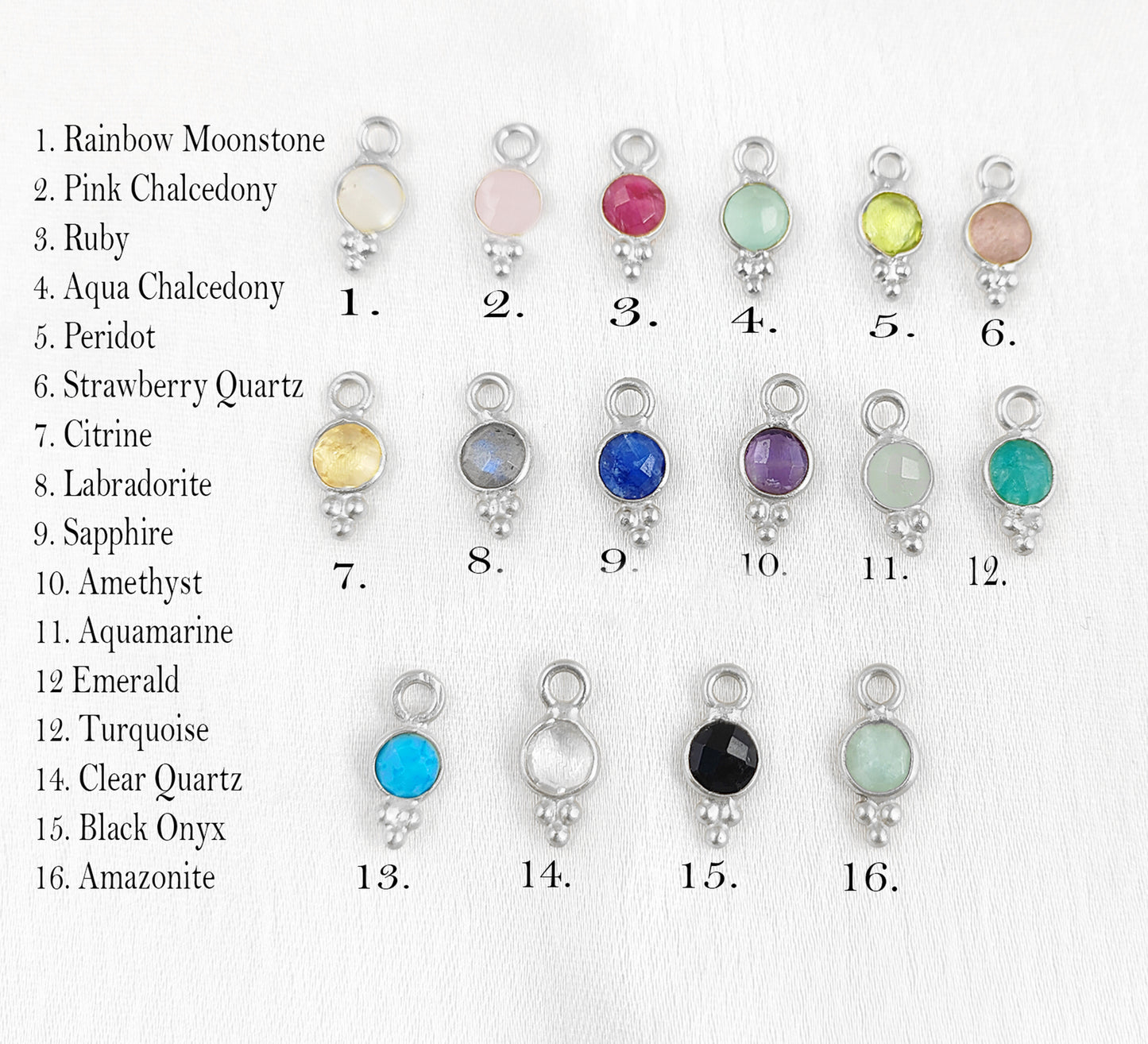 Multi-Color 4mm Faceted Gemstone Pendant Dainty Round Crystal Charms for Custom Jewelry Making