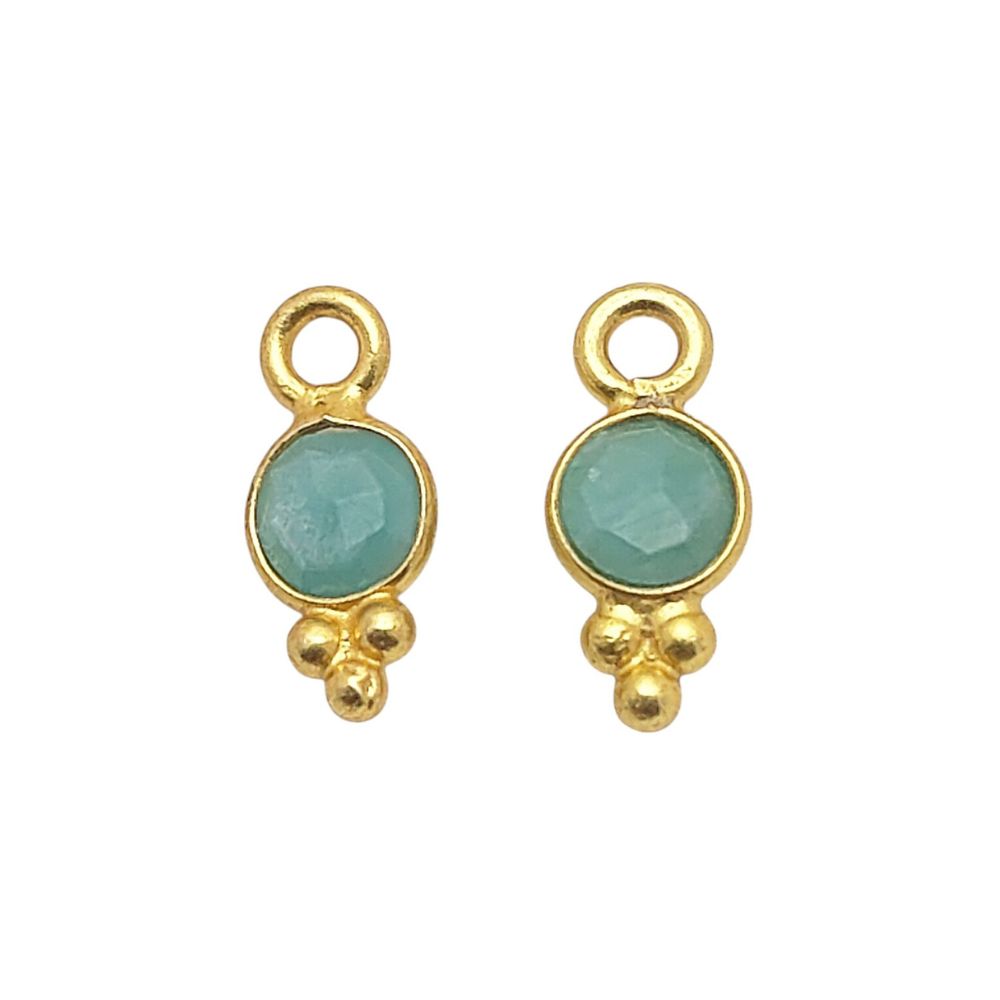 4mm Amazonite Necklace Charm Gold Vermeil Gemstone Pendant
