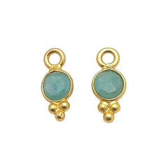 4mm Amazonite Necklace Charm Gold Vermeil Gemstone Pendant