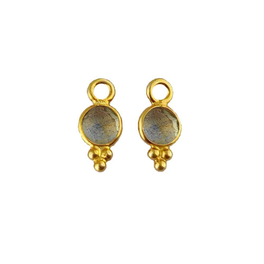 4mm Labradorite Gemstone Pendant Gold Vermeil Charm for Jewelry