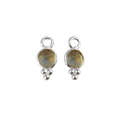 Round 4mm Labradorite Pendant Bezel-Set Silver Charm for DIY