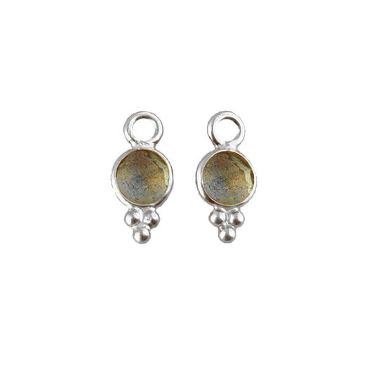 Round 4mm Labradorite Pendant Bezel-Set Silver Charm for DIY